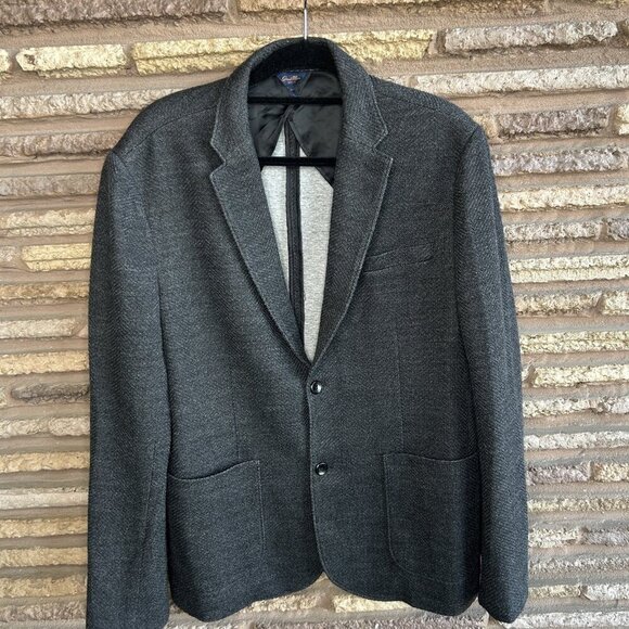 Good Man Brand Men's Black Textured Wool Blend Unstructured Jacket Blazer XL - Picture 10 of 11